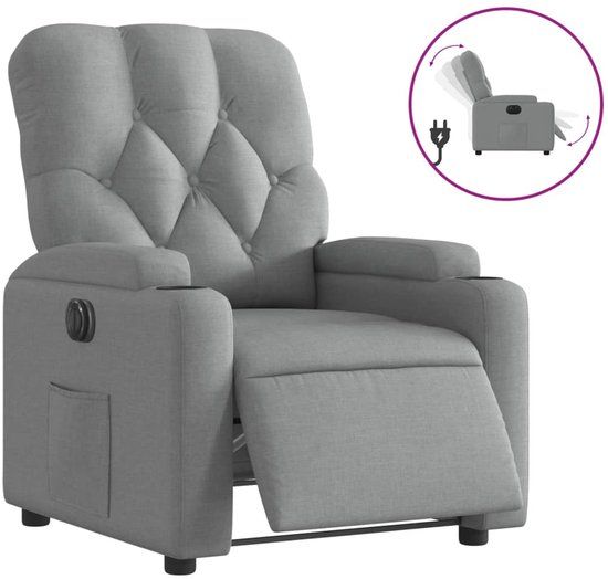 vidaXL Fauteuil elektrisch verstelbaar stof lichtgrijs