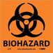 NMC S52P Waarschuwingsbord met afbeelding, "BIOHAZARD", 7" Breedte x 7" Hoogte, Drukgevoelig Vinyl, Zwart op Oranje