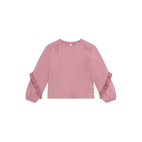 Daily7 rechtvallende longsleeve met ruches - oudroze