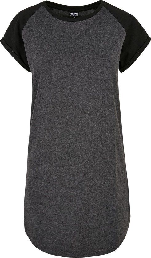 Urban Classics Contrast Raglan Tee Dames Mini-jurk - zwart/grijs - M