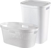 Curver Infinity Recycled Wasmand met deksel 60L + Wasmand 40L - Wit