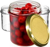 KADAX Jampotten, 350 ml, 10 stuks, met schroefdeksel, diameter 82 mm, goud