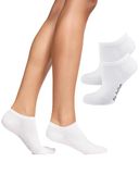 Nur Die Bambus Sneakersokken voor dames, 2 stuks, Wit, 35-38