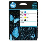 HP 912 Inktcartridge Zwart, Cyaan, Geel, Magenta, 3 kleuren en zwart 4-Pack Standaard Capaciteit (6ZC74AE) origineel van HP