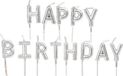 Urban Living - Verjaardagskaarsen - Happy Birthday - Zilver - 10 cm