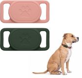 kwmobile Bluetooth tracker houder voor Xiaomi SmartTag - Siliconen hoesje voor hond en kat - Smart Tag houder voor halsband - Set van 1 donkergroen / oudroze