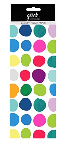 Glick Luxe zakpapier, PS Spots Multi grote vellen (x4), perfect voor cadeauverpakking, kunst & ambachten, 750 x 500 mm, meerkleurig