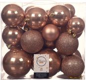 Decoris Kerstballen - 26 stuks - Toffee bruin - Kunststof