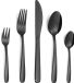 Ibenzoa® Complete set couverts noir pour 12 personnes, 60 pièces, incluant couteaux, fourchettes et cuillères, lavable au lave-vaisselle