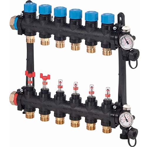 Uponor Debietmeter FM Vario M 8xG3/4" Euro, aansluiting rechts of links G1 met afdichting, circuit 50 mm, zwart (1085950)