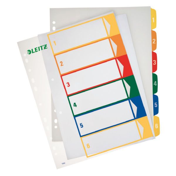 Leitz PC printbare index, PP, extra breed, blauw, geel, groen, oranje, rood