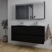 Saniclass Chaci Badkamermeubelset - 120x46x55cm - keramische wastafel zwart - 2 wasbakken - 2 kraangaten - 2 lades - spiegelkast - mat zwart