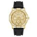 Guess GW0954G2 Montre homme, cadran avec date, zircone, bracelet en silicone noir, verre minéral, cadran couleur or, 3 bar, diamètre boîtier : 46 mm