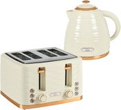 HOMCOM Ensemble bouilloire et grille-pain Plastique, acier 24,1L x 19,5l x 23,2H cm Beige