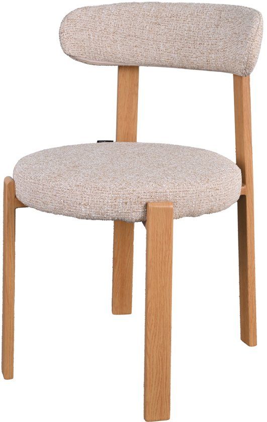 DÉJA Living Eetkamerstoel Lagan - Beige/Naturel Stof - Set van 2