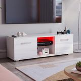 Vida Designs Cosmo LED TV Unit 2 Deur Moderne Glans Matte MDF Woonkamer Kast Media Stand Meubels RGB Licht Wit 120 cm