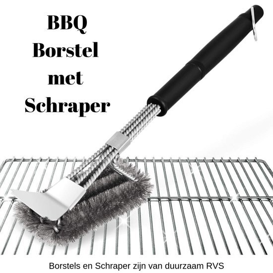 Gouda Select BBQ Borstel met Schraper - Schoonmaakborstel - Barbecue Krabber