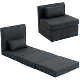 HOMCOM Vloerstoel-Polyester, schuim-80L x 75B x 74H cm-Donkergrijs