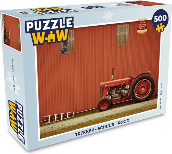 MuchoWow Puzzel Trekker - Schuur - Rood - Boerderij - Legpuzzel - Puzzel 500 stukjes - Sinterklaas cadeautjes - Sinterklaas voor grote kinderen