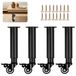 Omgoods - Pieds de meuble réglables avec roulettes - Lot de 4, couleur noire