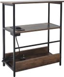 Merkloos Relaxdays Bijzettafel met stopcontact en USB, 58x45x18 cm, donkerbruin/zwart