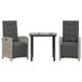3-delige Bistroset met kussens poly rattan lichtgrijs