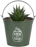 Sunnydays Emmer/plantenpot/bloempot - zink - legergroen - D24 x H19 cm