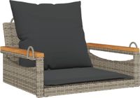 vidaXL Schommelbank met kussens, grijs, 63x62x40 cm, polyrattan