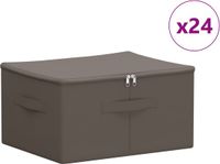 vidaXL Opbergbox 24 stuks nonwoven stof 50 x 30 x 25 cm Grijs