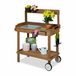 Relaxdays oppottafel op wielen, met lade, hout, kunststof, 120 x 97 x 49 cm, bruin