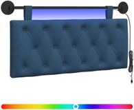 vidaXL - Hangend hoofdbord met LED-verlichting - Blauw - Stof