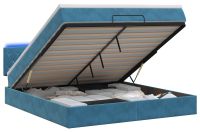 vidaXL Ottomanbed met matras en LED-verlichting, donkerblauw, 140 x 190 cm, fluweel