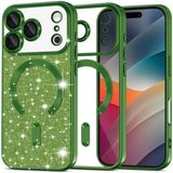 Techsuit Hoesje geschikt voor Apple iPhone 17 Pro Max - Luxury Glitter Back Cover - Geschikt voor MagSafe - Donkergroen