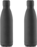 Merkloos / Sans marque Makito Western Europe RVS waterfles/drinkfles zwart met schroefdop - 4x - 790 ml - Sportfles - Bidon - extra groot
