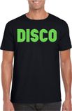 Bellatio Decorations Verkleed T-shirt heren - disco - zwart - groen glitter - jaren 70/80 - carnaval XL
