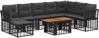 vidaXL Tuinbank Set 9-delig Zwart en Donkergrijs Polyrattan