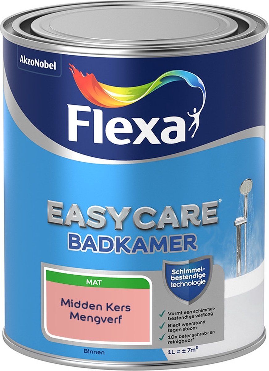 FLEXA Easycare Muurverf - Badkamer - Mat - Mengkleur - Midden Kers - 1 liter