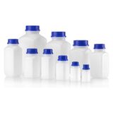 Kautex Serie 310 HDPE vierkante fles met brede hals zonder sluiting, schroefdraad diameter 28 mm, capaciteit 50 ml, naturel
