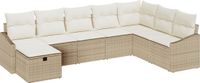 vidaXL Tuinbank Set 8-zits Polyrattan Beige/Crèmewit