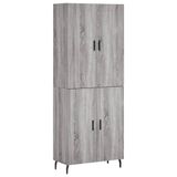 vidaXL Hoge kast 69,5x34x180 cm bewerkt hout grijs sonoma eikenkleurig