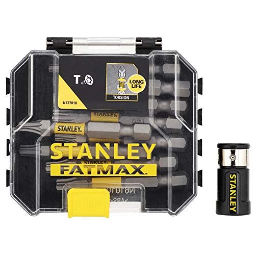 Stanley FatMax 10-delig Torsion schroefbitset STA88566 (bestaande uit torx torsiebits en bithouder met metalen ring, in kleine ToughCase, compatibel met Pro-Stack & T-Stak)