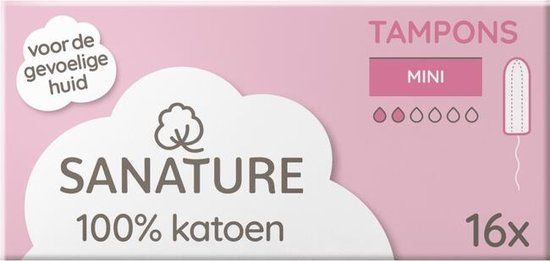 Sanature Tampons Mini - 16 stuks - 100% katoen