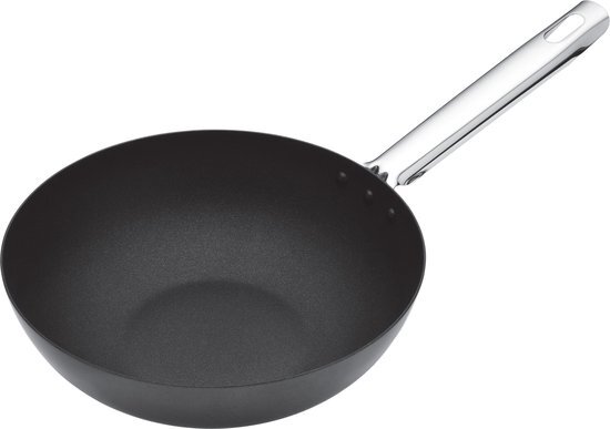 Masterclass Kitchencraft Carbonstalen wok non-stick 24cm