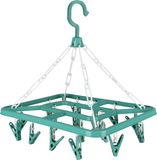 Urban Living Wasgoed droogcarrousel/droogmolen - 18 clips/knijpers - groen - kunststof - 31 x 33 cm