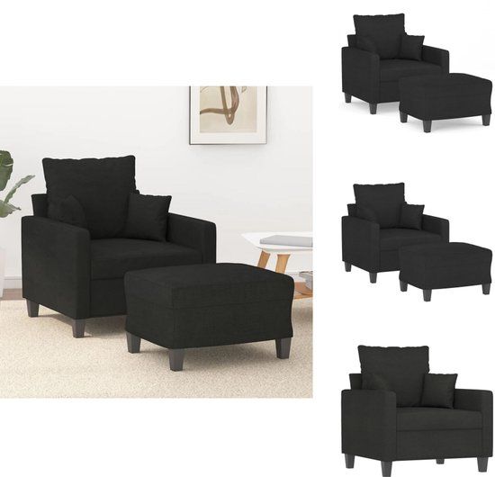 vidaXL Fauteuil met voetenbank 60 cm stof zwart