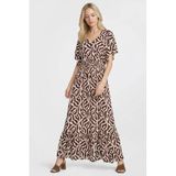 Geisha Maxi Dress with Print - Dark Brown