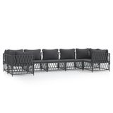 vidaXL 7-delige loungeset met kussens, staal, antracietkleurig
