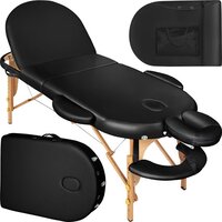 tectake® Massagetafel behandeltafel ovaal zwart - in hoogte verstelbaar - incl. accessoires - opvouwbaar
