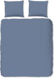 Good Morning dekbedovertrek effen kleur - Lits jumeaux 240x200/220 cm - Blauw - 100% Katoen flanel