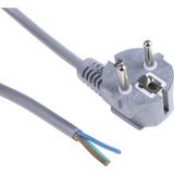 RS PRO Câble D'Alimentation Gris 2.5m 250V/16A CEE 7/7 Schuko Vers Sans Bornes